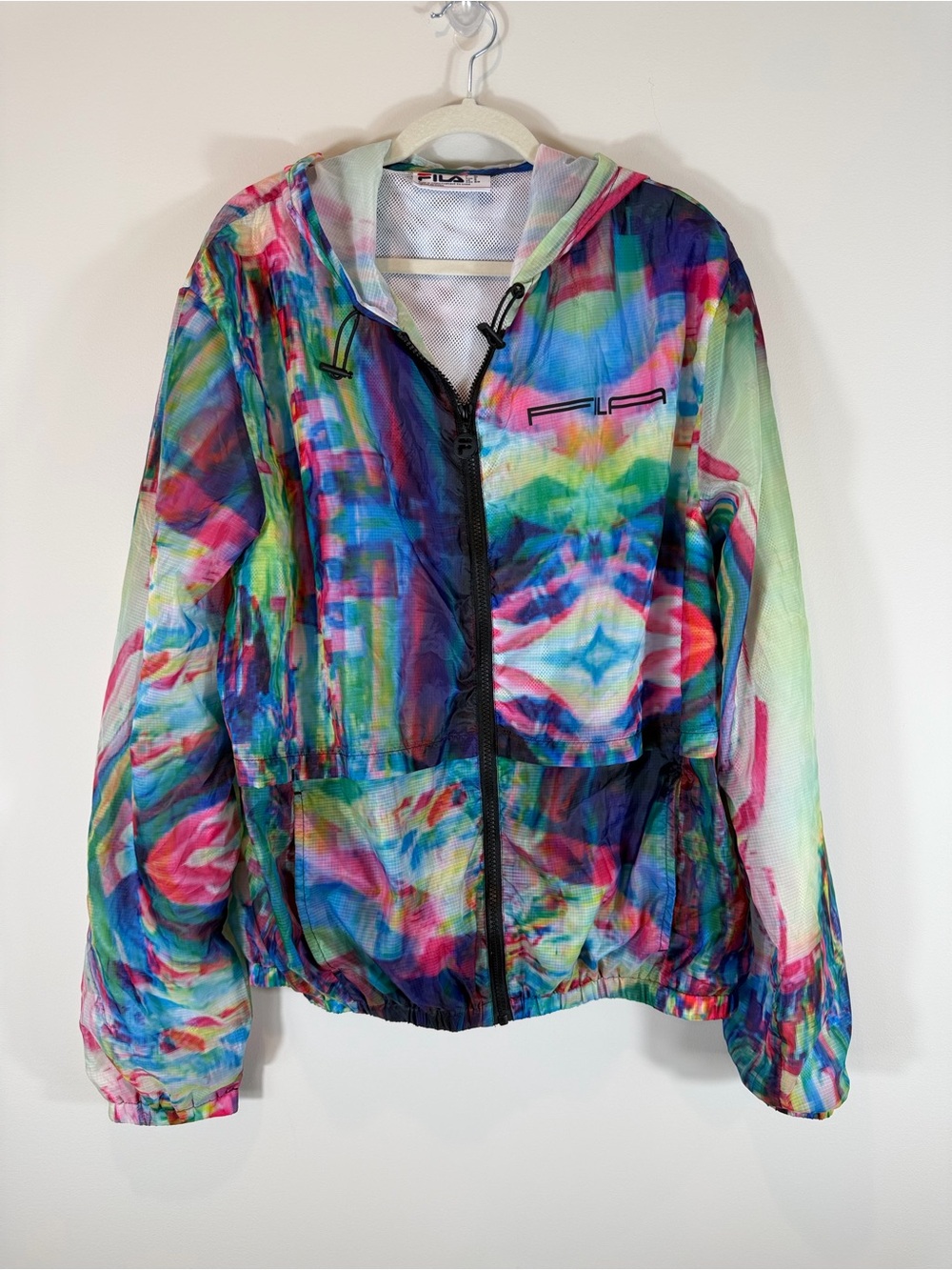 FILA Multicolor Tie-Dye Hooded Windbreaker jacket Size Medium